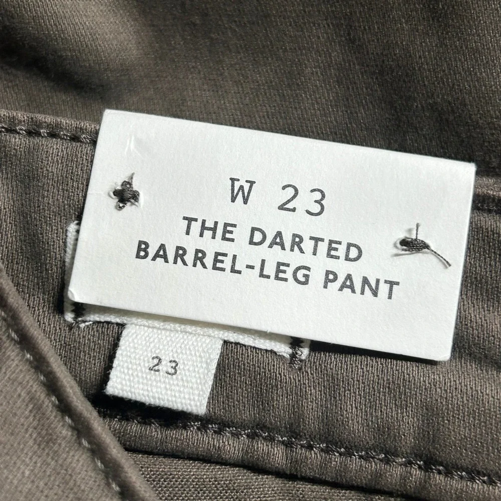 Madewell Womens Olive Darted Barrel Leg Cotton Blend Pants Trousers 23 New - Picture 9 of 10